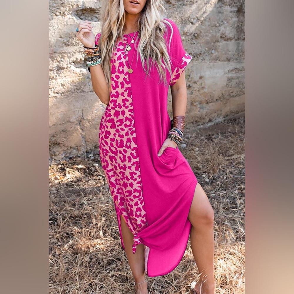 Rose Half Leopard Dress